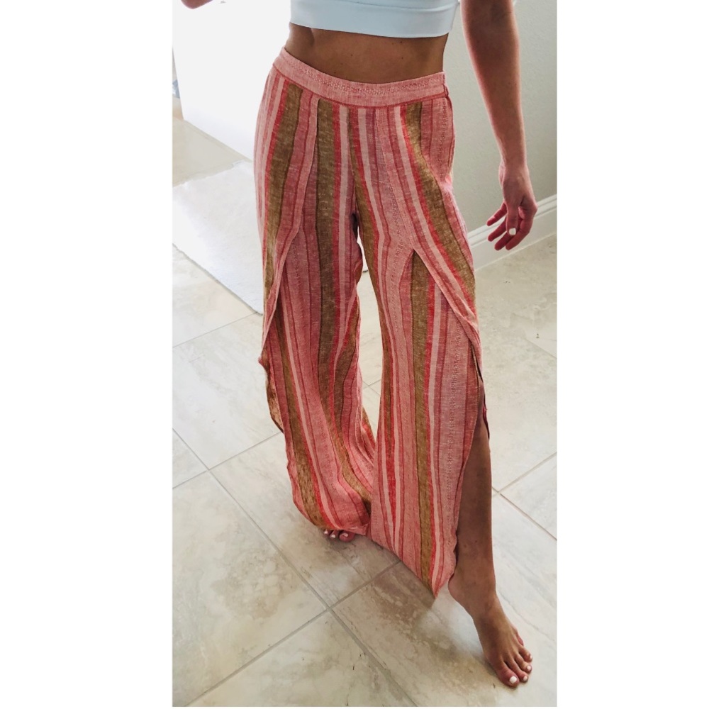 Anthropologie DREW split leg linen tulip pants XS